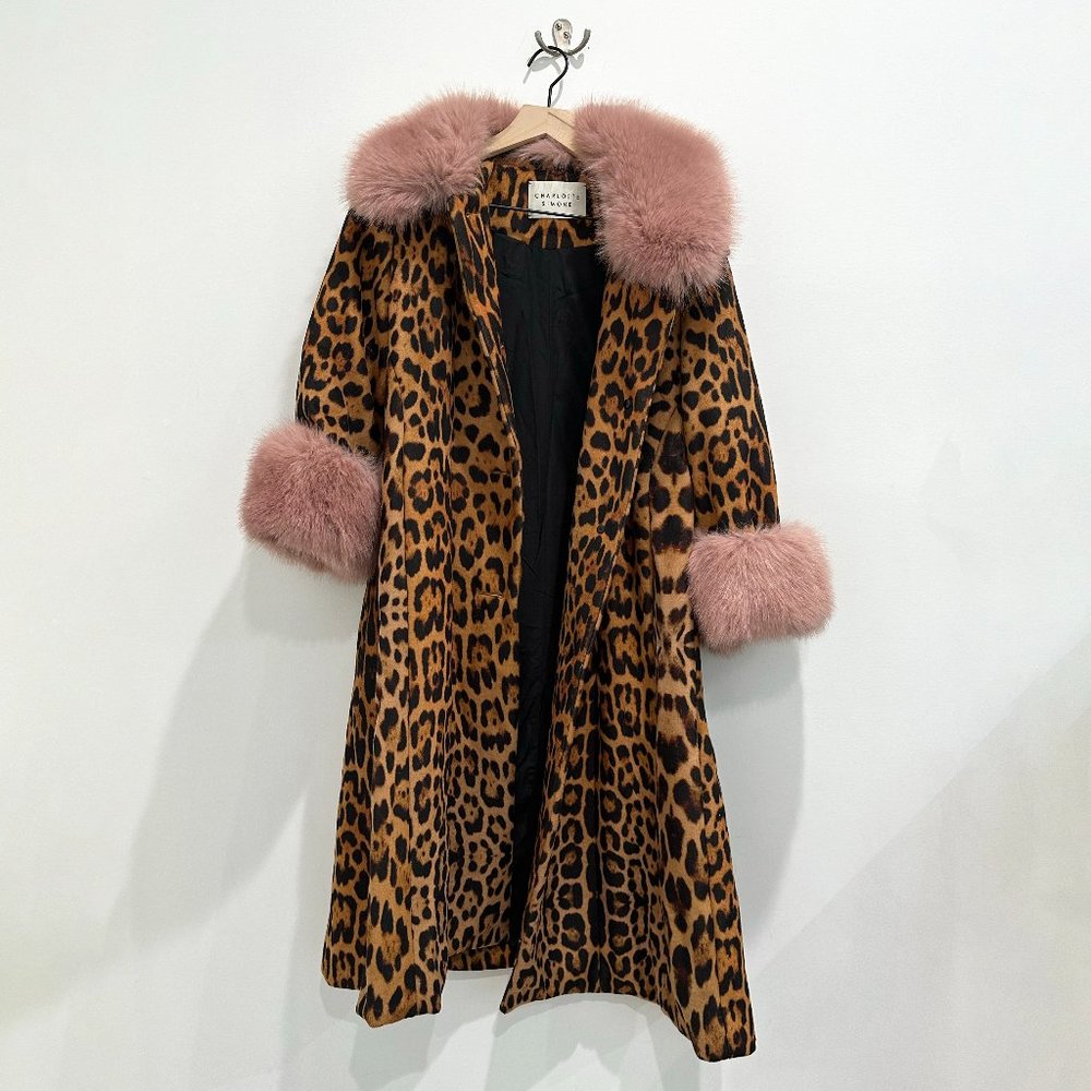 Charlotte Simone Edie Coat - Pink and Black Detachable Collar/Cuffs (NWT)